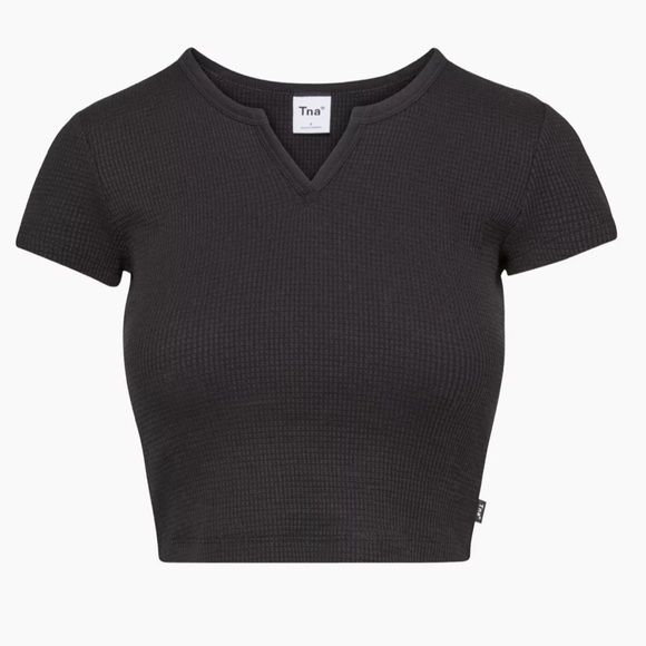 Aritzia Tna Waffle Notch T-Shirt Purple - Picture 1 of 5